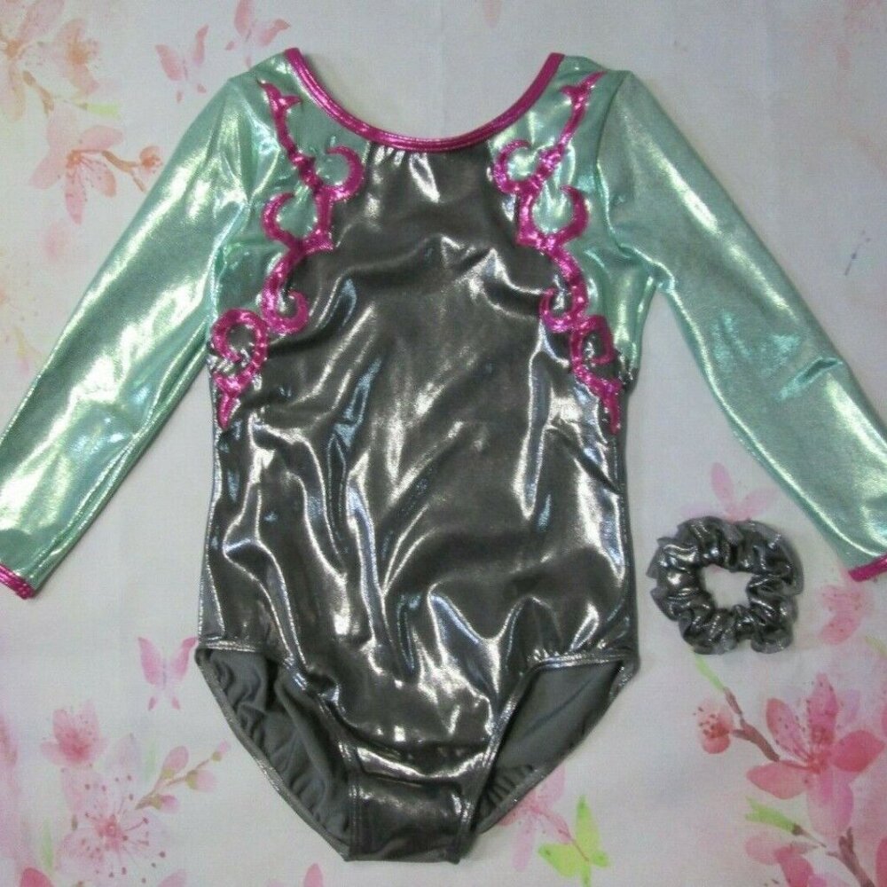 Leotard New Size SA Women's Balera Gymnastics Metallic Gray Green Dance Costume